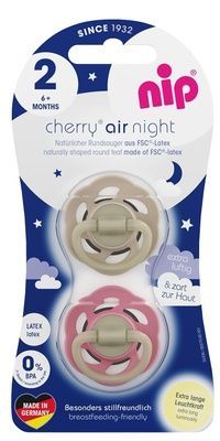 Пустушка кругла "Вишенька Повітряна Ніч" кремовий/червоний (латекс) (від 6 місяців),(2 шт)/ NIP 38817-51 фото