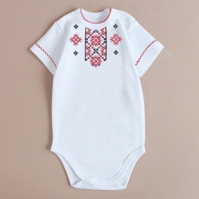 Вишитий боді на короткий рукав для новонароджених 9998 фото