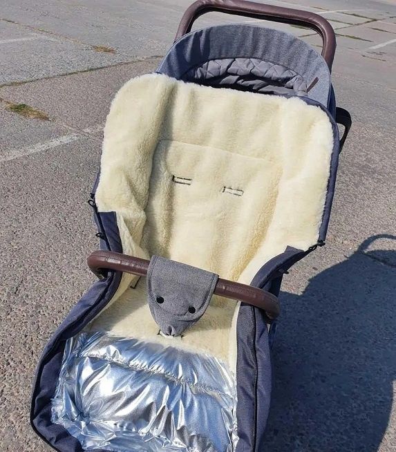 Зимовий конверт в коляску/санки на овчині сірий 3769653766491454 фото