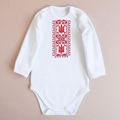 Дитячі вишиті боді з орнаментом Тризуби-мечі 38275 фото