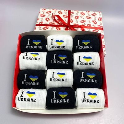 Подарунковий бокс чоловічих патріотичних шкарпеток на 12 пар 41-45 р 41-Podч12укрлов01 фото