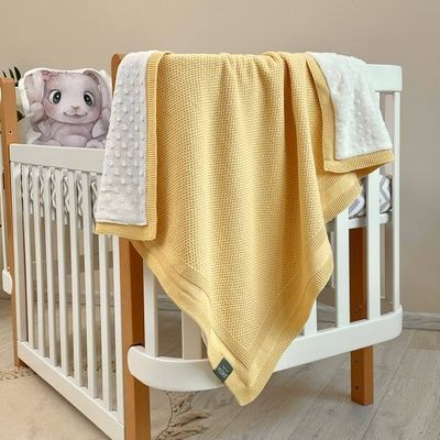 Плед в'язаний Wellsoft Рогожка жовтий 935104 фото