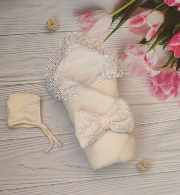 ​Велюровий конверт-ковдра з ніжним мереживом Elliz_kids фото