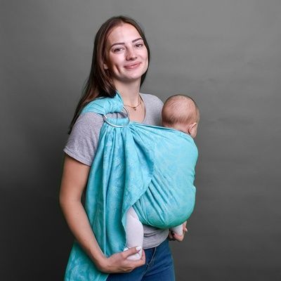 Слинг с кольцами жаккардовый бирюзовый Feathers 11-11sling110 фото
