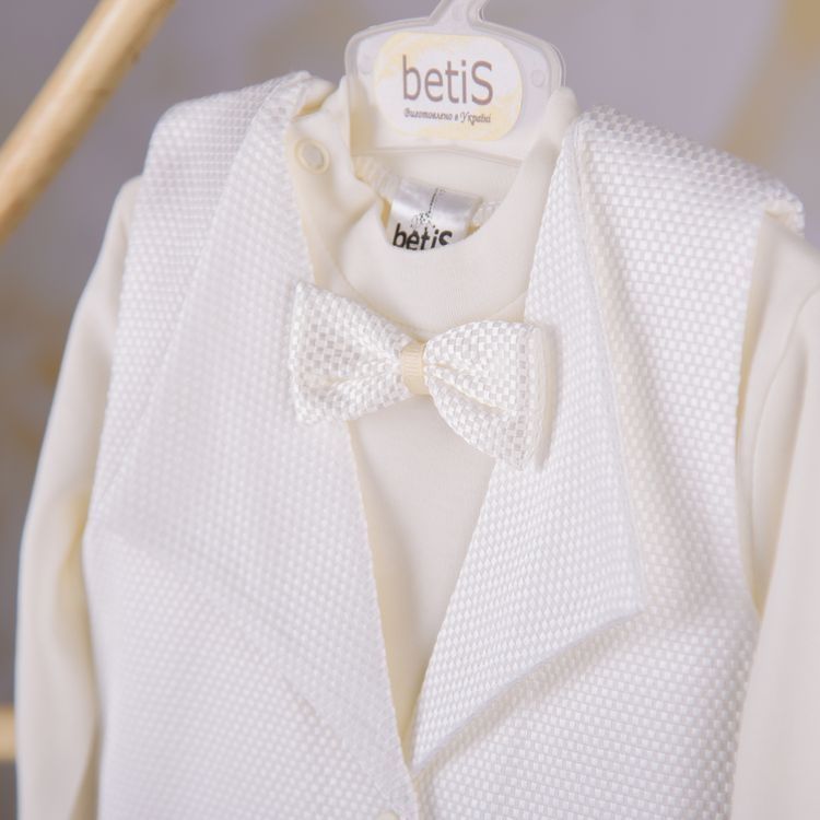 К-м BetiS "Елеганс" д.р. Хлопчик Кофта, штани, фрак, шапочка, пінетки Молочний Інтерлок 27684152 Зріст 80-50 341731567490109 фото