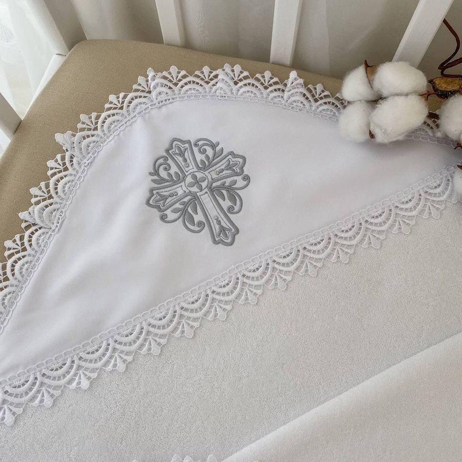 Крижма BetiS "Сонечко-2" подвійна з вишивкою Білий Махра 27689288 80*90 см 33-Bet25389 фото