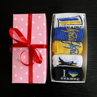 Набір жіночих патріотичних шкарпеток 36-41 5 пар у подарунковій коробці 41-Podж5укр4 фото