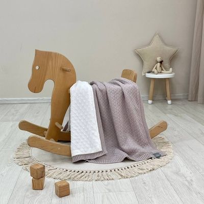 Плед в'язаний Wellsoft Ромб дрібний сірий 937952 фото