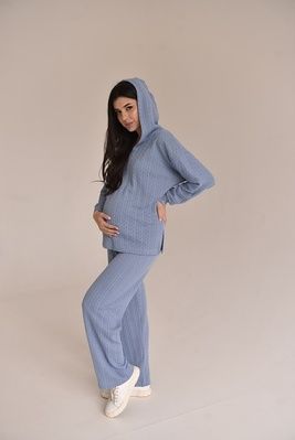 КОСТЮМ ДЛЯ ВАГІТНИХ 2303(2184) 1647 З ТРИКОТАЖУ КОСИЧКА БЛАКИТНИЙ 40737157765257 фото