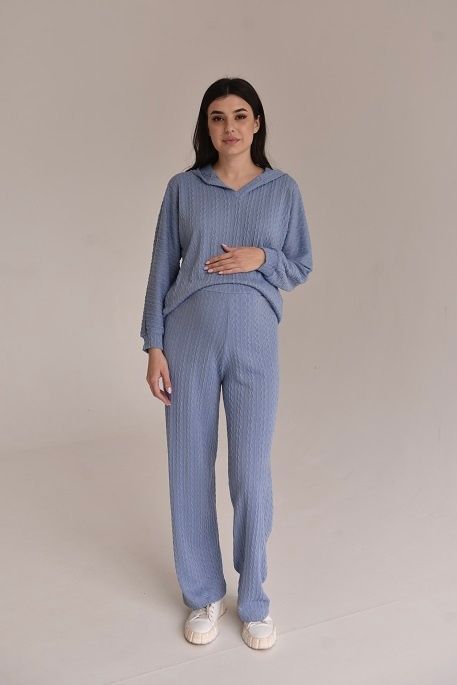 КОСТЮМ ДЛЯ ВАГІТНИХ 2303(2184) 1647 З ТРИКОТАЖУ КОСИЧКА БЛАКИТНИЙ 40737157765257 фото