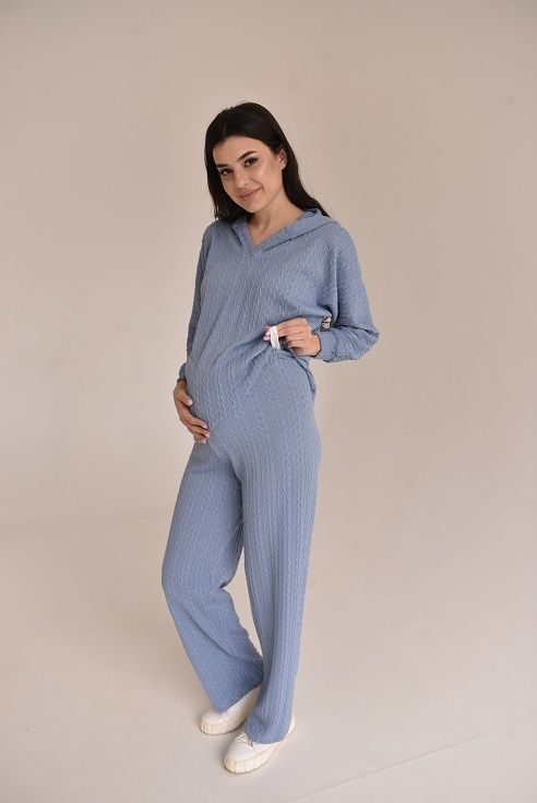 КОСТЮМ ДЛЯ ВАГІТНИХ 2303(2184) 1647 З ТРИКОТАЖУ КОСИЧКА БЛАКИТНИЙ 40737157765257 фото