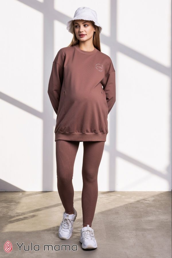 Капучино лосини в рубчик з поясом на живіт для вагітних Betty (2xL) SP-32.011 32011М фото