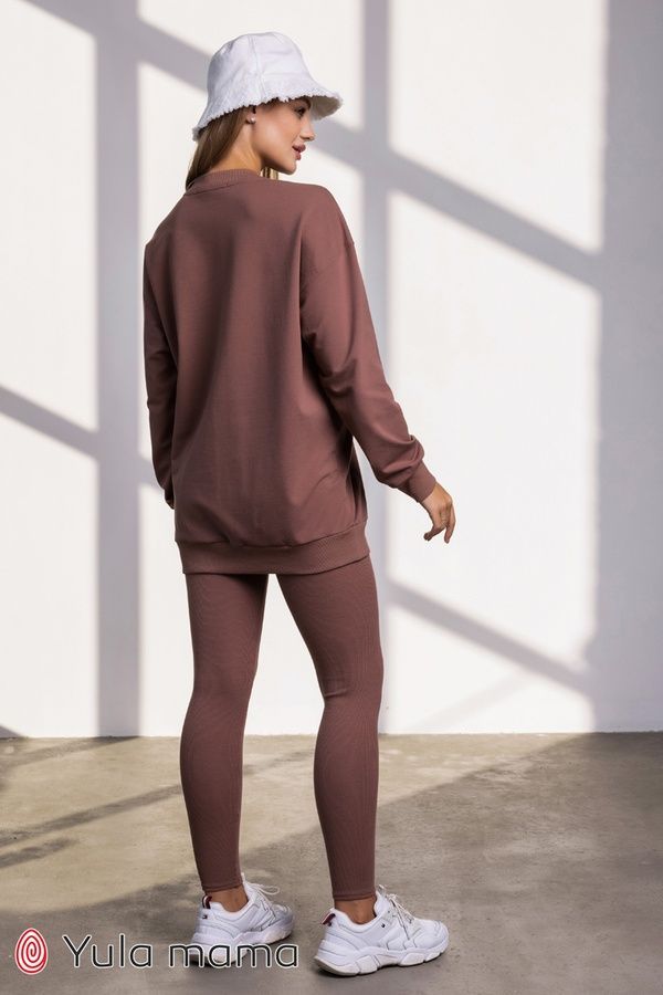 Капучино лосини в рубчик з поясом на живіт для вагітних Betty (2xL) SP-32.011 32011М фото