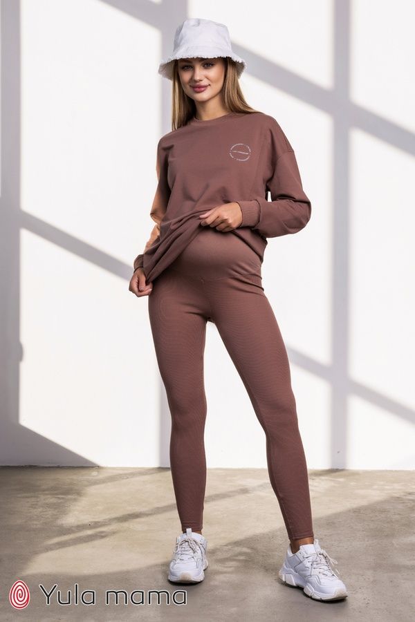 Капучино лосини в рубчик з поясом на живіт для вагітних Betty (2xL) SP-32.011 32011М фото
