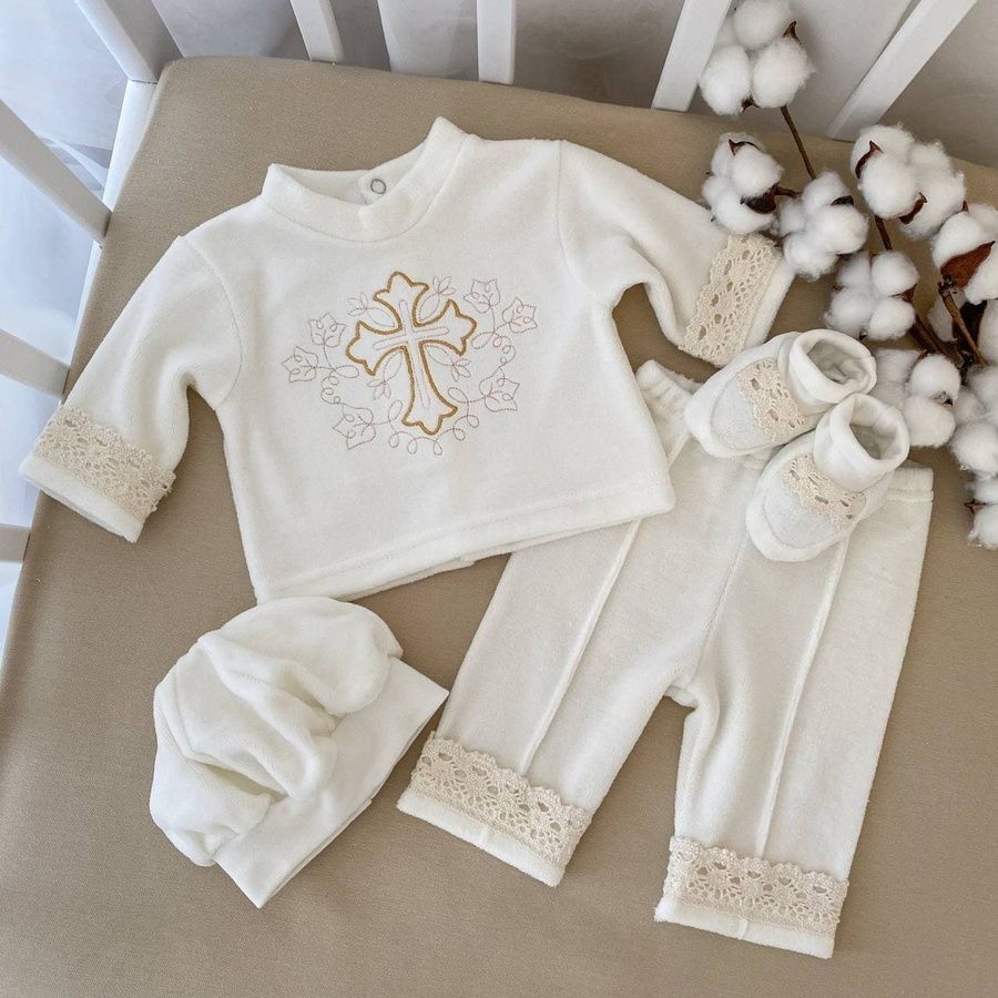Костюм BetiS "Чарівний янгол В" Хлопчик Молочний/золото Велюр 27686977 Зріст 86 342691567844454 фото