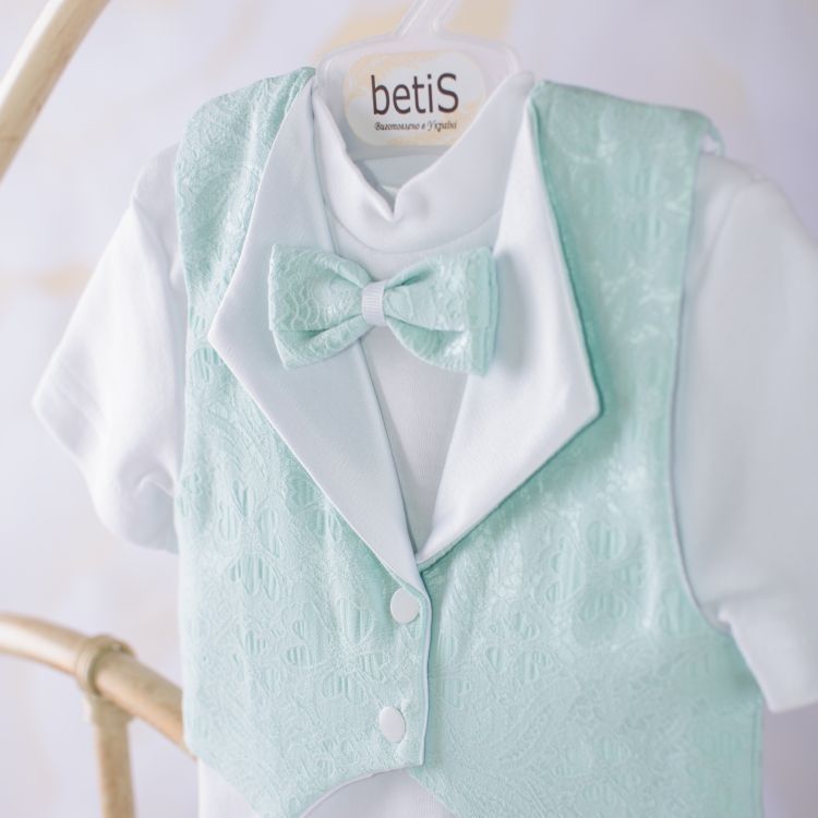 К-м BetiS "Маленький принц"к.р. кофта,жилет,штани Бірюзовий Інтерлок,жаккард 27077618 Зріст 86 341831567522454 фото